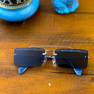 Miu Miu Blue Glitter Square Sunglasses